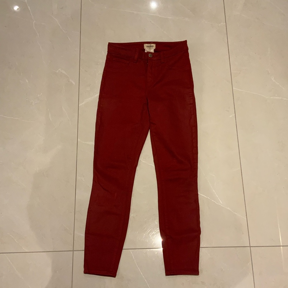 L'AGENCE Women's Vibrant Red Skinny Jeans